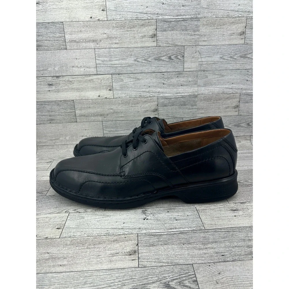 Clarks Collection Mens Leather Black Lace Up Dress Shoes Comfort Cushioned Sz 13